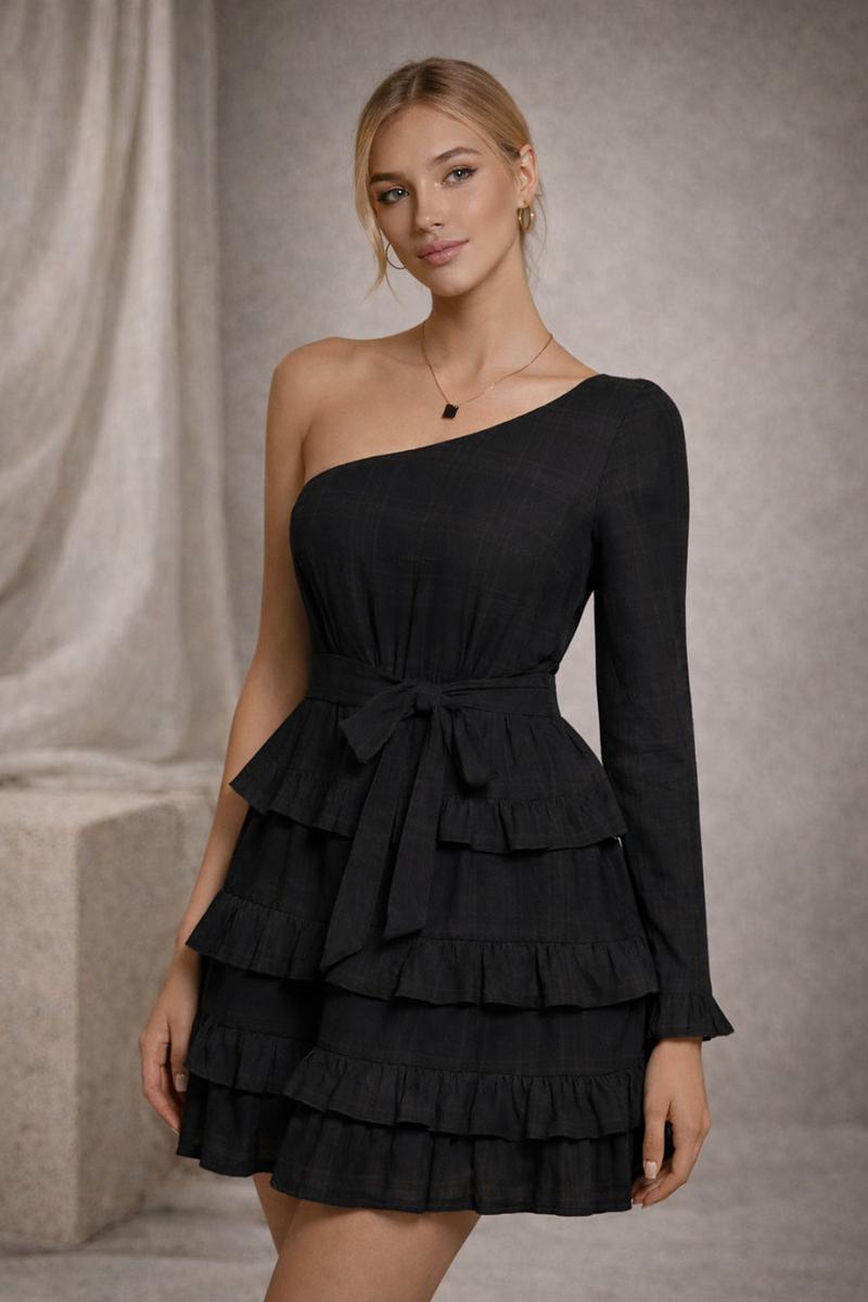 Black dress with ruffles - Whitney